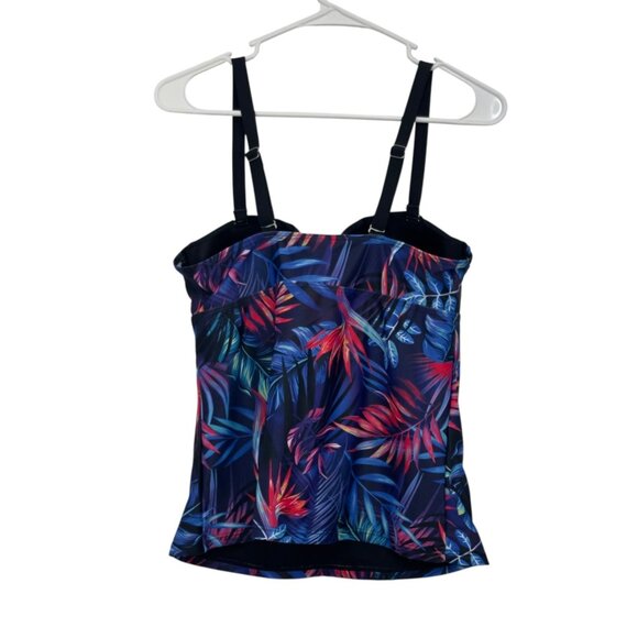 Yonique Women M Tropical Floral Print Tankini Top Adjustable Straps Padded Cups - Picture 9 of 9